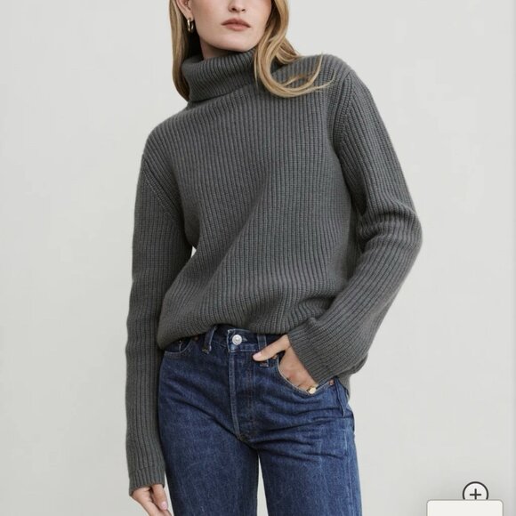 Jenni Kayne Sweaters - Jenni Kayne 100% Cashmere Ribbed Knit Turtleneck Sweater Gray Large Women’s